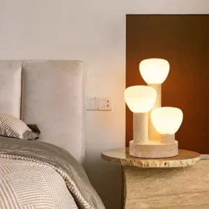 Modern Travertine Multi-Light Table Lamp with Opal Glass Shades TL-J005 1