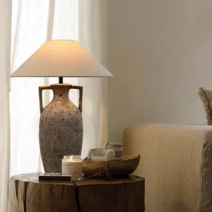 Wabi-Sabi Vase Shape Ceramic Table Lamp with Fabric Shade TL-H021 1