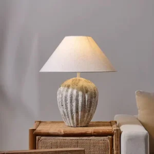 Wabi-Sabi Fluted Ceramic Table Lamp with Fabric Shade TL-H022 1