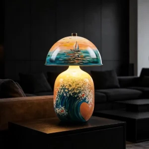 Hand-Painted Ocean Scene Ceramic Table Lamp with Dome Shade TL-H033 1