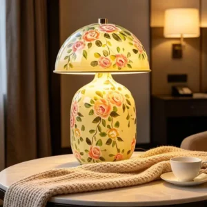Hand-Painted Floral Ceramic Table Lamp with Dome Shade TL-H034 1