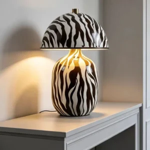 Zebra Pattern Ceramic Table Lamp with Dome Shade TL-H035 1