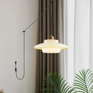 Mid Century Art Milk White Glass Pendant Light P6086 9