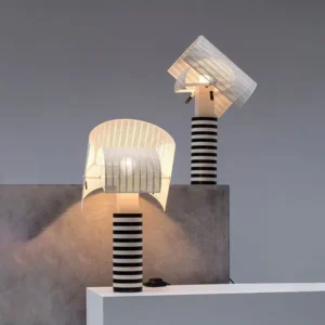 Modern Black White Striped Base Table Lamp With Mesh Lampshade TL-B050 1