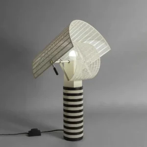 Modern Black White Striped Base Table Lamp With Mesh Lampshade TL-B050 3