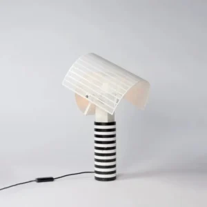 Modern Black White Striped Base Table Lamp With Mesh Lampshade TL-B050 4
