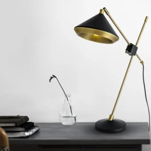 Adjustable Arm Industrial Black& Brass Finish Table Lamp TL-B052 2