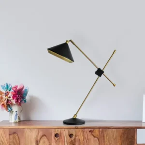 Adjustable Arm Industrial Black& Brass Finish Table Lamp TL-B052 3