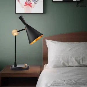 Mid Century Black & Gold Adjustable Conical Table Lamp TL-B053 1