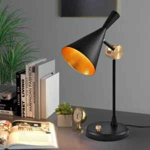 Mid Century Black & Gold Adjustable Conical Table Lamp TL-B053 3