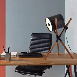 Modern Wooden Tripod Table Lamp with Metal Shade TL-B055 3