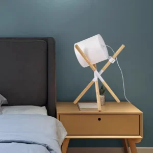 Modern Wooden Tripod Table Lamp with Metal Shade TL-B055 4