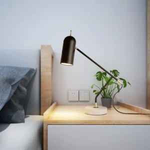 Mid Century Black Metal & Marble Swing Arm Table Lamp TL-B063 2