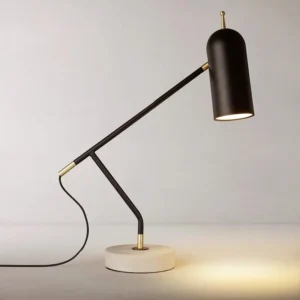 Mid Century Black Metal & Marble Swing Arm Table Lamp TL-B063 3