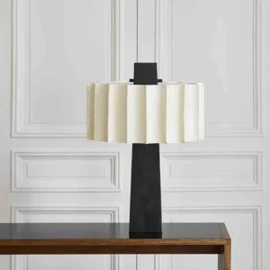 Modern Black Base White Pleated Ribbed Shade Table Lamp TL-B065 1