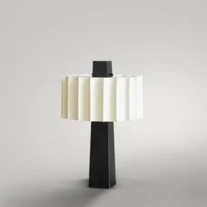 Modern Black Base White Pleated Ribbed Shade Table Lamp TL-B065 3