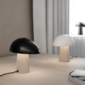 Minimalist Wood Grain Color Metal Mushroom Table Lamp TL-B068 2