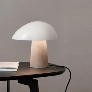 Minimalist Wood Grain Color Metal Mushroom Table Lamp TL-B068 3