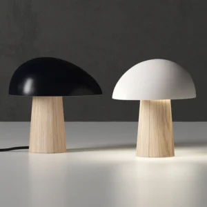 Minimalist Wood Grain Color Metal Mushroom Table Lamp TL-B068 4