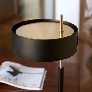 Minimalist Black& Brass Finish Metal Cylinder Shade Table Lamp TL-B070 1