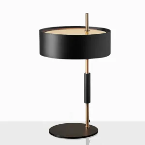 Minimalist Black& Brass Finish Metal Cylinder Shade Table Lamp TL-B070 4