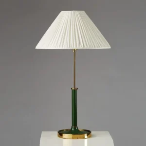 Mid Century Green Metal Base with Pleated Fabric Shade Table Lamp TL-B072 1