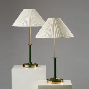 Mid Century Green Metal Base with Pleated Fabric Shade Table Lamp TL-B072 2