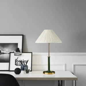 Mid Century Green Metal Base with Pleated Fabric Shade Table Lamp TL-B072 3