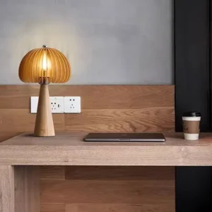 Japanese Wabi Sabi Wood Mushroom Bedside Table Lamp TL-N002 1