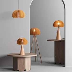 Japanese Wabi Sabi Wood Mushroom Bedside Table Lamp TL-N002 2