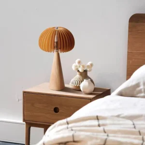 Japanese Wabi Sabi Wood Mushroom Bedside Table Lamp TL-N002 3