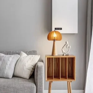 Japanese Wabi Sabi Wood Mushroom Bedside Table Lamp TL-N002 4