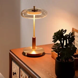 Modern UFO Shade with Brass& wood LED Table Lamp TL-N003 2