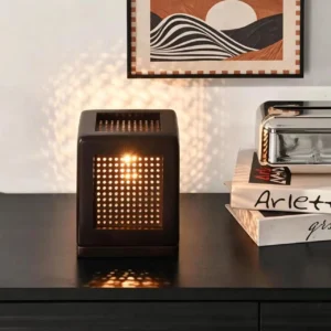 Minimalist Square Hollow Wooden Table Lamp TL-N005 2