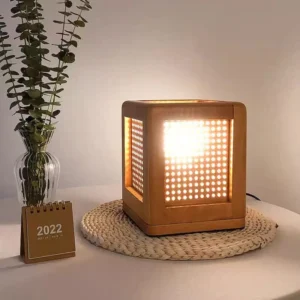 Minimalist Square Hollow Wooden Table Lamp TL-N005 3