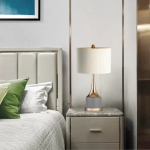 Grey Fabric Shade Table Lamp with Marble Base TL-D017 2