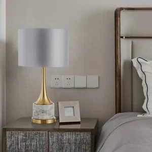 Grey Fabric Shade Table Lamp with Marble Base TL-D017 1