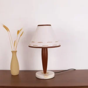 Vintage Wood & Marble Base Fabric Shade Table Lamp TL-N013 3