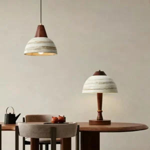 Wabi Sabi Walnut Wood & Ceramic Table Lamp TL-N017 3