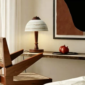 Wabi Sabi Walnut Wood & Ceramic Table Lamp TL-N017 4