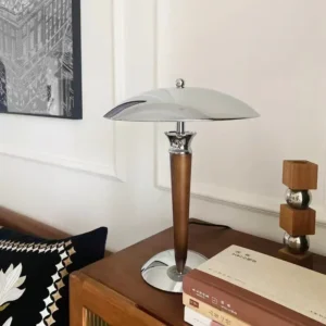 Modern UFO Disc Matel Top Table Lamp with Walnut Wood TL-N018 1