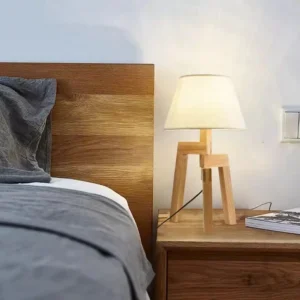 Minimalist Tripod Solid Wood Table Lamp with Fabric Shade TL-N019 2