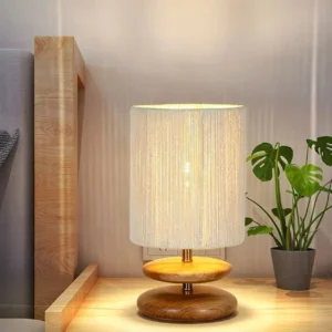 Minimalist 2-Tier Round Solid Wood Table Lamp TL-N020 2