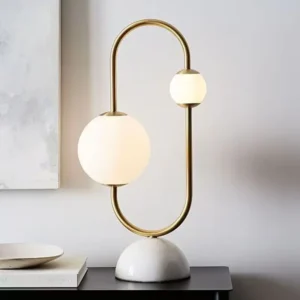 Modern White Marble Base Table Lamp with Opal Globes TL-D018 2