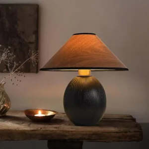 Japandi Rustic Wood Base & Fabric Table Lamp TL-N022 2