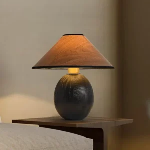Japandi Rustic Wood Base & Fabric Table Lamp TL-N022 5