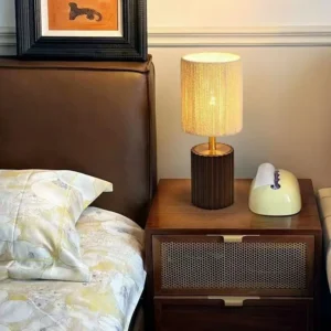 Minimalist Ribbed Cylinder Wooden Table Lamp TL-N027 1