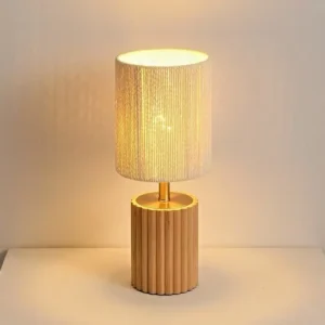 Minimalist Ribbed Cylinder Wooden Table Lamp TL-N027 2