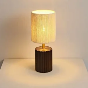 Minimalist Ribbed Cylinder Wooden Table Lamp TL-N027 3