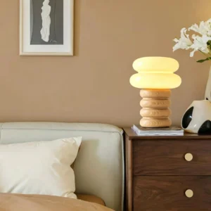 Modern Bubble Wood Base Bedside Table Lamp TL-N029 4